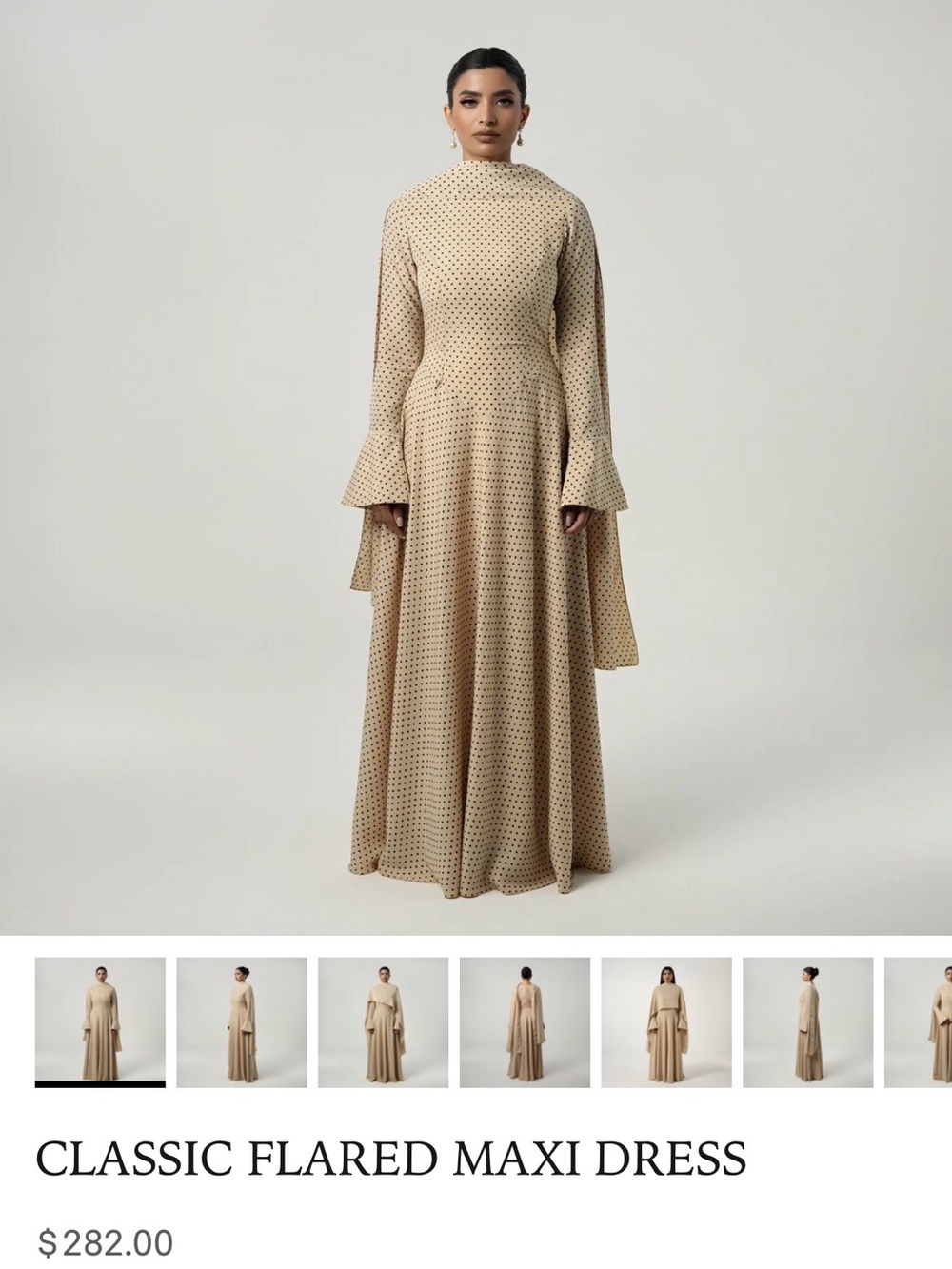 Polka Dot Maxi Dress in Beige & Black Brand New